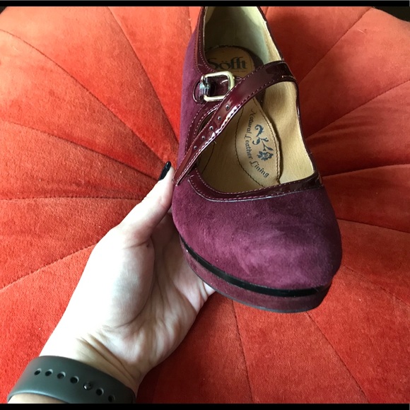 Sofft suede bordeaux Madelia strappy platform heal - Picture 8 of 16
